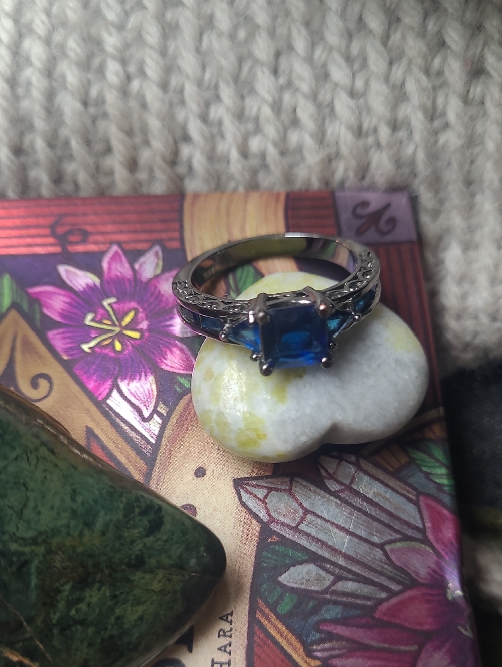 Men's Silver Ring with Bright Blue Center Stone